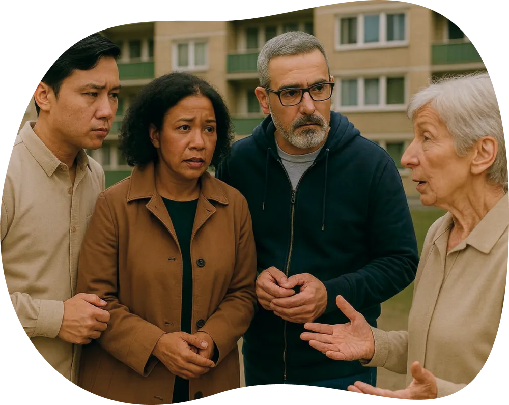 Buurtbewoners die met elkaar in gesprek zijn