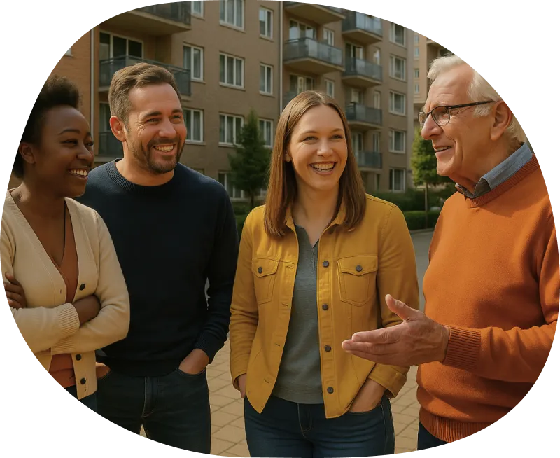Buurtbewoners die met elkaar in gesprek zijn